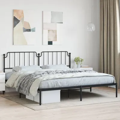 Productafbeelding van Maison Exclusive - Bedframe met hoofdeinde, metaal, zwart, 193x203 cm