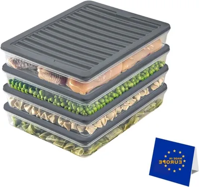 Obrázok produktu pre Stohovateľné nádoby na potraviny – kontajnery na skladovanie – na uchovávanie potravín – materiál bez BPA – 4 kusy, objem 2400 ml – priehľadné