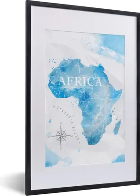 Produktbild von MuchoWow® MuchoWow® Gerahmtes Poster Karten - Afrika - Aquarell 40x60 cm - Poster mit zchwarzem Bilderrahmen - Poster in Rahmen