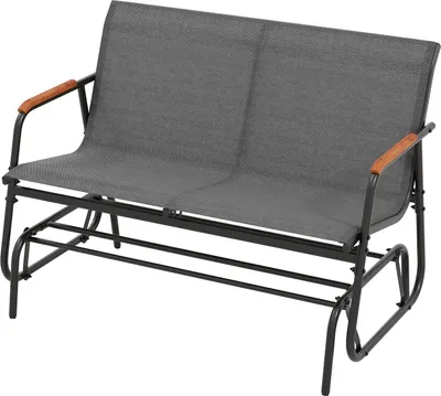 Produktbild von GOPLUS Schaukelbank, Gartenbank Terrassenbank mit Schaukelmechanismus, Metallrahmen, Teakholz-Armlehnen und atmungsaktivem Stoffsitz (Grau,S)