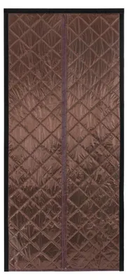 Image de Rideau thermique pour porte - Rideau de porte magnétique - 0,95 × 2,1 m - Ouverture centrale - Imperméable - Isolant thermique, économe en énergie - Coton - Marron