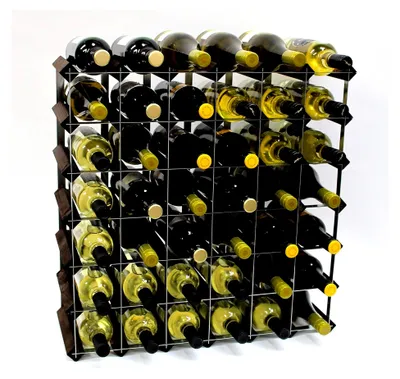 Produktbild von Klassische 42 Flasche Eiche dunkel gebeiztem Holz und verzinktem Metall Weinregal fertig montiert