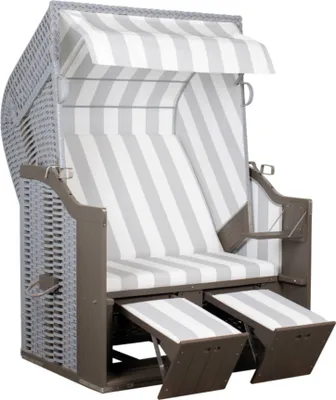 Produktbild von deVries Profi Ostsee POEL Strandkorb Gartenstrandkorb Des. 989 grau 124x87x159 cm