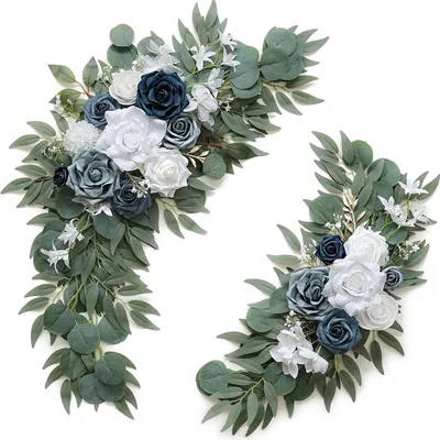 Produktbild von 2 Stück Künstliche Blumen Swag Faux Blumen Rose Swag Blumengirlande für Zeremonien Zeichen Hintergrund Hochzeit Bogen Treppengeländer Nachbildung