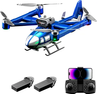 Produktbild von Ferngesteuerter Quadrocopter Airbus Quadrocopter Ferngesteuerter Hubschrauber mit Doppelkamera 720P, Fünfseitige Hindernisvermeidung Optischer Fluss Schweben Bürstenloser Motor Orbitflug, Blau, 2 Akku