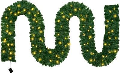 Produktbild von Weihnachtsgirlande mit LED - Lichterkette - Länge 10 m, 100 LED - Innenbereich - Stroh/Rattan - Wohndekoration