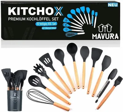 Imagen del producto de KITCHOX: Juego de cucharas para cocinar, utensilios de cocina, utensilios para la cocina. Set de 12 piezas