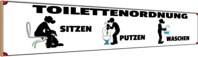 Produktbild von vianmo Holzschild 10x46 cm Toilettenordnung sitzen putzen Warnschild Hinweisschild