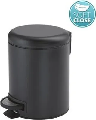 Zdjęcie produktu dla Akcesoria łazienkowe Sapho Gedy - Kosz na śmieci Potty 3 l, Soft Close, czarny mat 320914