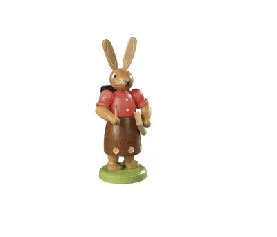 Zdjęcie produktu dla Figurka wielkanocna: dziewczynka-królik, kolorowa, mała, wysokość 11 cm, NOWA