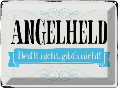 Produktbild von vianmo Blechschild 30x40 cm Angelheld beißt nicht angeln Spruch Zitat