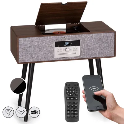 Obrázok produktu pre Auna - gramofón s reproduktorom, CD, MP3, USB, DAB+/FM, Bluetooth, na nožičkách