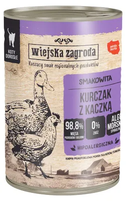 Produktbild von Wiejska Zagroda Huhn mit Ente Nassfutter für Katzen 400g Getreidefrei