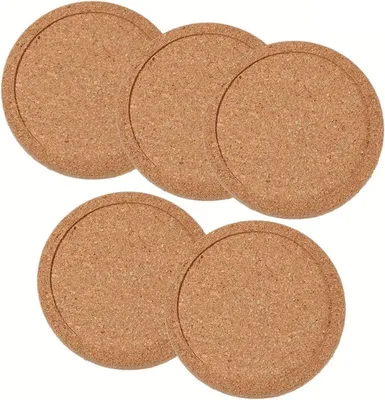 Produktbild von Kork Untersetzer 5er Set 10cm – Rutschfest, hitzebeständig | Für Kaffee, Tee, Wein, Tischschutz