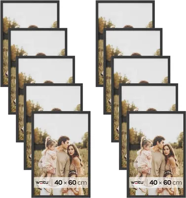 Produktbild von 10-teiliges Fotorahmen-Set mit Passepartout aus MDF | Schwarz | 40x60cm