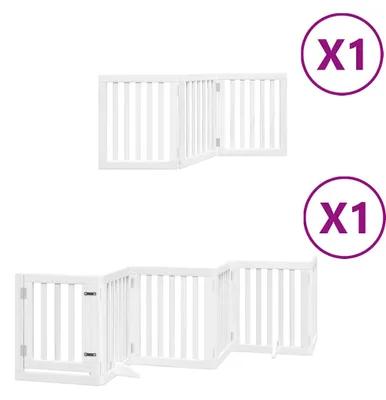 Obrázek produktu pro vidaXL 9dílná brána pro psy s dvířky Skládací bílá 450 cm Topolové dřevo