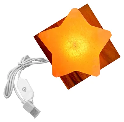 Produktbild von HAF Dimmbare USB Salzlampe STERN Rosa aus Kristallsalz – Handgefertigte Salzkristall LED Deko Lampe – Als Tischlampe für Büro & Schlafzimmer