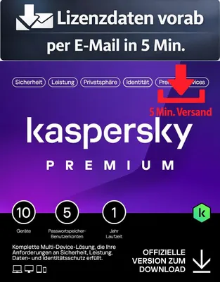 Produktbild von Kaspersky Premium (10 Devices - 1 Jahr) EU ESD Antivirus Sicherheit 5 Min. Versand als Download per Mail