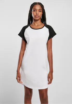 Zdjęcie produktu dla Damska koszulka Urban Classics Ladies Contrast Raglan Tee Dress, biało-czarna – XS