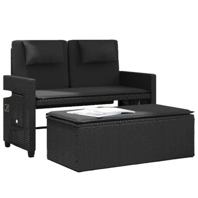 Immagine prodotto di vidaXL Panchina da giardino regolabile con cuscini in Poly Rattan nero