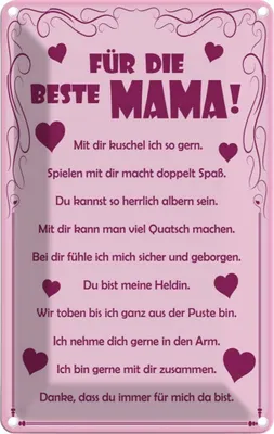 Produktbild von vianmo Blechschild 18x12 cm Für die beste Mama Männer Frauen Spruch Zitat