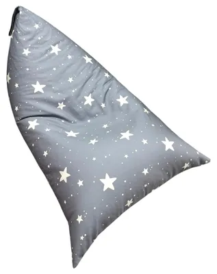 Imagen del producto de Sillón-bolsa para niños GINGER HOME Little Stars, 100% algodón, color gris con estampado de estrellas, 127 x 81 x 76 cm