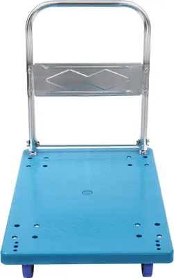 Zdjęcie produktu dla Wózek transportowy - Wózek platformowy - Składany uchwyt - Nośność 300 kg - 60×90×84 cm - PVC i żelazo - Z kółkami - Niebieski