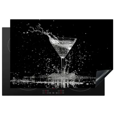 Produktbild von KitchenYeah© Herdabdeckplatte Glas - Cocktail - Schwarz - Trinken , 77x51cm, Küche Deko, Glaskeramikkochfeld Herdabdeckung, Abdeckplatte fùr Kochfeld