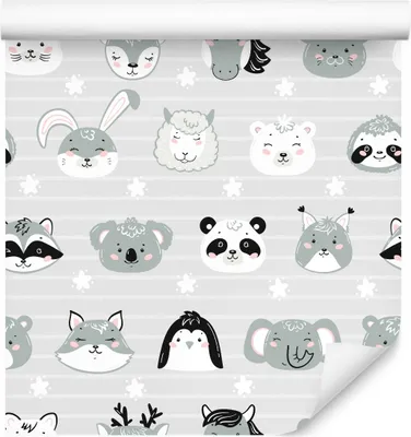 Produktbild von 10m VLIES TAPETE Rolle Kinderzimmer Tiere Pandas Hirsche Elefanten XXL