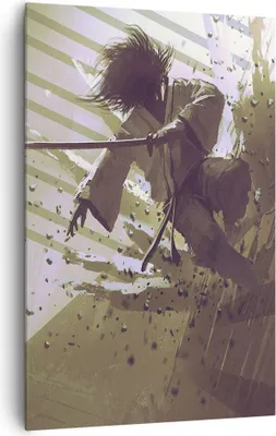 Produktbild von Bild auf Leinwand - Leinwandbild - Einteilig - Roboter Samurai Schwert Kämpfen - 80x120cm - Wand Bild - Wandbilder - Leinwanddruck - Wanddekoration - Leinwand bilder - Wandbild - PA80x120-2912