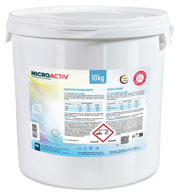 Produktbild von 10 kg Microactiv® Waschpulver Vollwaschmittel für weiße und bunte Wäsche - für Waschtemperaturen bis zu 95 °C