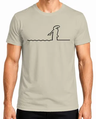 Produktbild von La Linea Strichmännchen Retro Cartoon Nostalgie Osvaldo Cavandoli Herren T-Shirt, Natur, XL