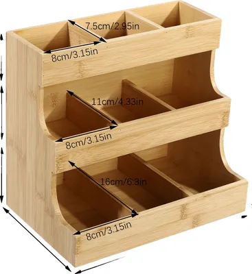 Immagine prodotto di Organizzatore per bustine da tè, 9 scomparti, design salvaspazio, colore legno, colore legno