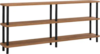 Produktbild von Bücherregal Adhil, Büroregal, Mobiler Buchhalter, Bücherbrett, 180x35 h75 cm, Schwarz und Eiche