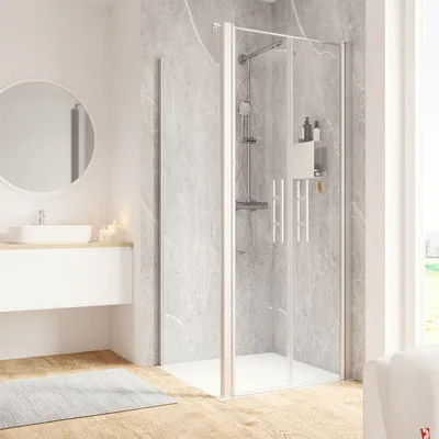 Produktbild von Duschtür mit Seitenwand SCHULTE Garant 2,0 90 x 90 cm Profilfarbe aluminium Klarglas