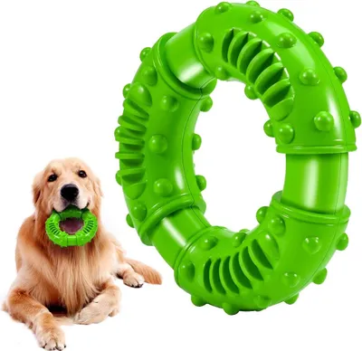 Produktbild von Kauspielzeug für Hunde – für starke Kauer großer Rassen – ungiftiger Naturkautschuk langlebig unzerstörbar Hundespielzeug robustes Kauspielzeug für Welpen mittlerer Rassen (grün)