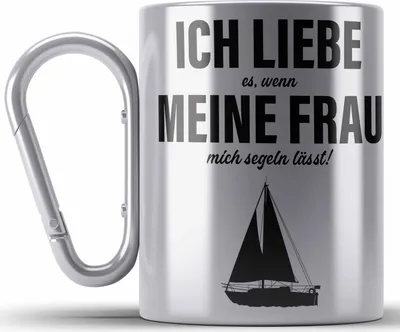 Produktbild von Trendation - Edelstahl Tasse Karabiner für Segler Geschenke Männer Edelstahl Tasse Karabiner Geschenkideen Zubehör Gadgeds Segeln Lustig (Silber)