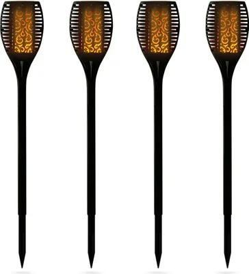 Produktbild von Outsunny Solarleuchte, Gartenlicht, 4er-Set Lampe, 6–8 h, IP44 Wasserfest, Kunststoff, Schwarz, Ø12 x H72 cm