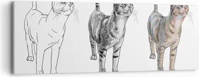 Produktbild von Bild auf Leinwand - Leinwandbild - Katzen Tiere Kinder Illustration - 90x30cm - Wand Bild - Wanddeko - Leinwanddruck - Bilder - Kunstdruck - Wanddekoration - Leinwand bilder - Wandkunst - AB90x30-3211