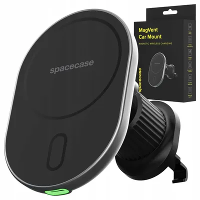 Zdjęcie produktu dla Uchwyt samochodowy SPACECASE MagVent do kratki z ładowarką indukcyjną do MagSafe Czarny