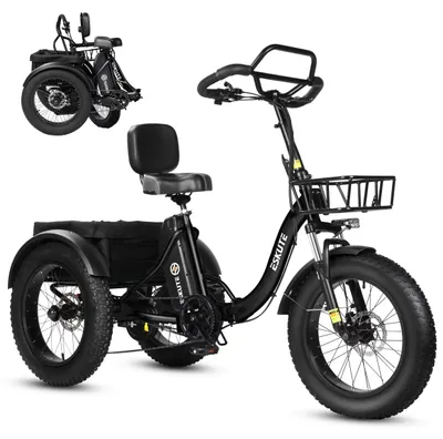Obrázok produktu pre Elektrický trojkolka pre dospelých - T302 PRO - Skladacia, 250W bezkomutátorový motor - 48V, 20,8Ah lítiová batéria - 51 cm kolesá - Čierna