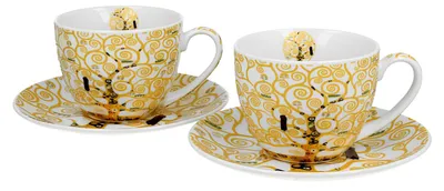 Produktbild von DUO ART GALLERY 2er-Set Tassen 270 ml TREE OF LIFE ECRU inspired by Gustav Klimt, New Bone China Porzellan