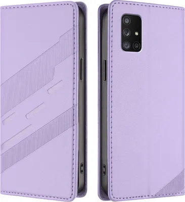 Produktbild von Hülle für Samsung Galaxy A71 5G, Kunstleder Brieftaschen Handyhülle mit Kartenfach und Standfunktion Violett