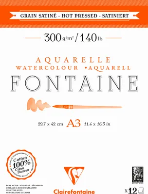Produktbild von Clairefontaine 5x Aquarellblock 2-seitig geleimt, A3, 12 Blatt weiß 975951C