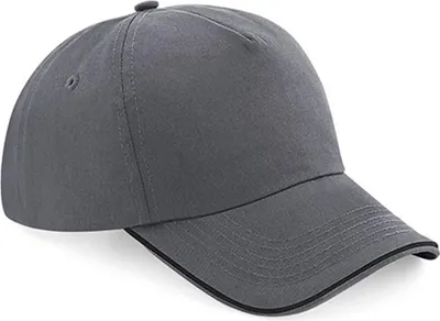 Immagine prodotto di Beechfield B25c | Authentic 5 Panel Cap - Piped Peak, 100 % Cotone Twill - Colore: Grigio Grafite/Nero - Taglia: Unica
