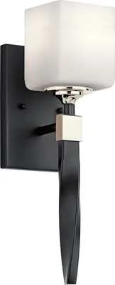Produktbild von Badezimmerlampe Glas Metall G9 IP44 warmweißes Licht 3000 K 300 lm H: 41.3 cm Schwarz Weiß Nickel Modern