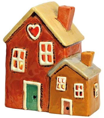 Imagen del producto de Lámpara decorativa de cerámica con diseño de casa de jengibre, en estilo colorido, de 14x15x8 cm