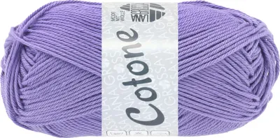 A ball of purple yarn with a label in the center.