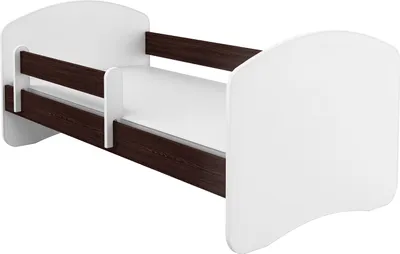 Produktbild von ACMA II Jugendbett Kinderbett 160 x 80 cm Junior-Bett Komplett-Set mit Matratze Lattenrost und Rausfallschutz Weiß /  Holz Wenge , Kinderzimmer