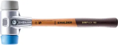 Image de Maillet HALDER SIMPLEX TPE souple / TPE moyen avec boîtier en aluminium et manche en bois - D=60 mm - 3113.060